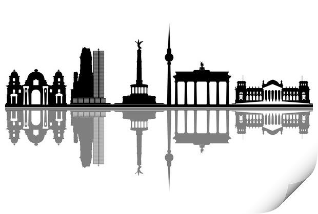 Berlin city skyline Print by Chris Willemsen