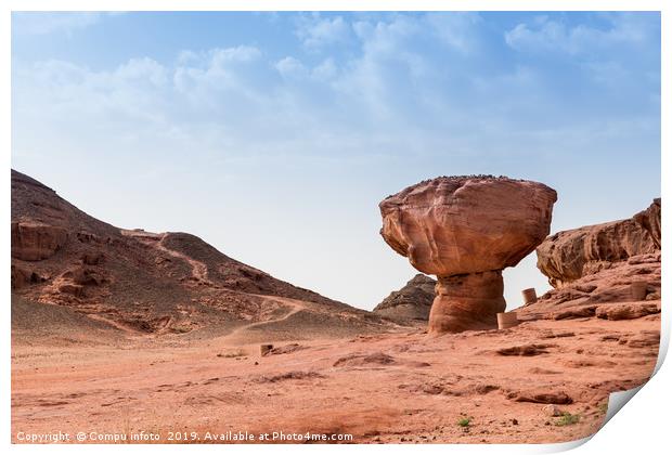 the famous mushroom rock in timna national park in Print by Chris Willemsen