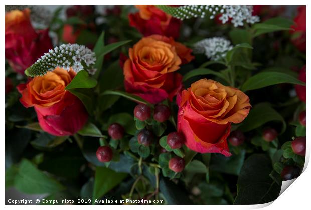 red roses in bouquet Print by Chris Willemsen