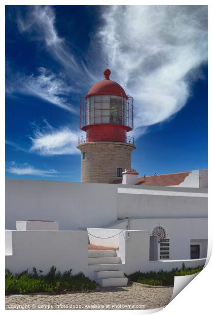 lighthouse of sagres in south portugal Print by Chris Willemsen