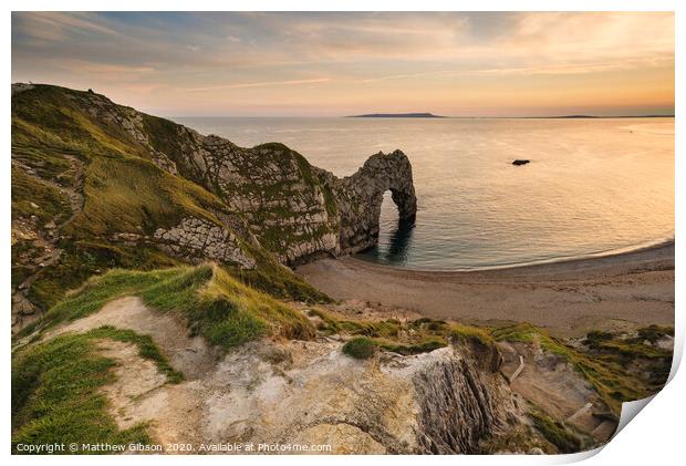 Beautiful sunset landscape image of Durdle Door  Print by Matthew Gibson