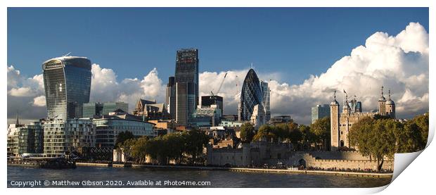 Landscape of City of London on Summer day with blue sky Print by Matthew Gibson