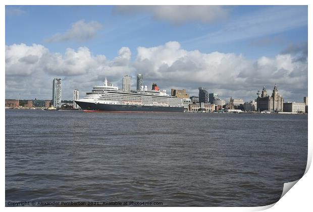 Cruiseship      Queen Elizabeth        Leaving     Print by Alexander Pemberton