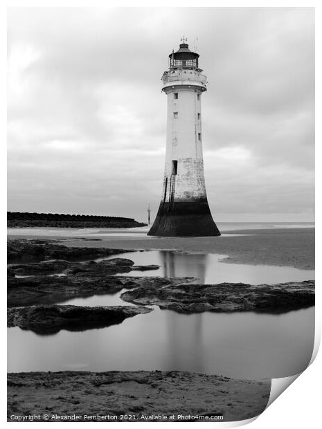 New Brighton Lighthouse.  Wirral,Merseyside. Engla Print by Alexander Pemberton