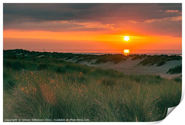 Sunset across the Dunes Print by Simon Wilkinson