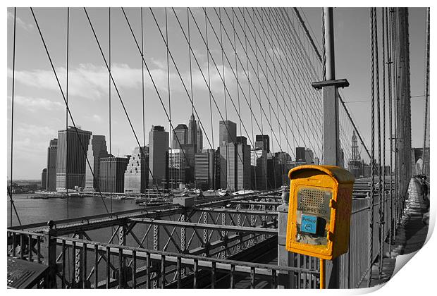 Yellow Box of Brooklyn Bridge Print by Neil Gavin
