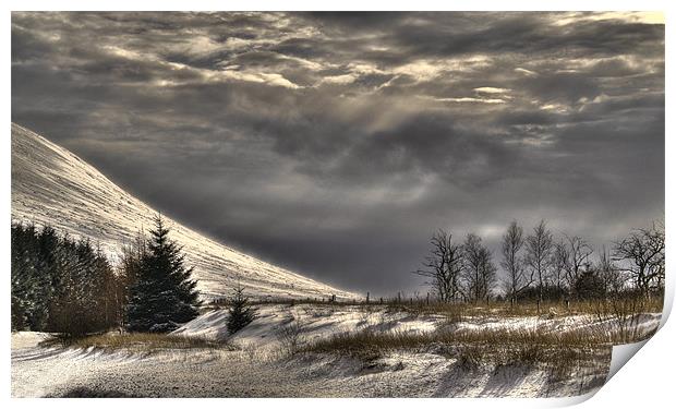 Winter on the beacons Print by TIM HUGHES