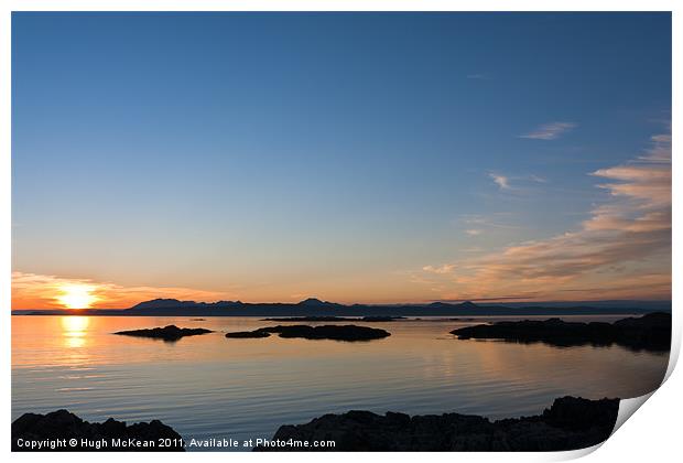 Sunset over the point of Sleat on the Isle of Skye Print by Hugh McKean