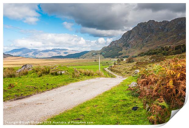 Landscape, Single track road, Kinloid to Loch Mora Print by Hugh McKean