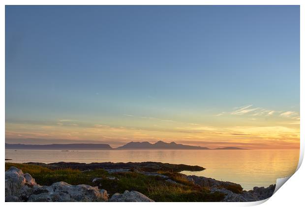 Sunset over the Islands of Eigg & Rum, Scotland Print by Hugh McKean