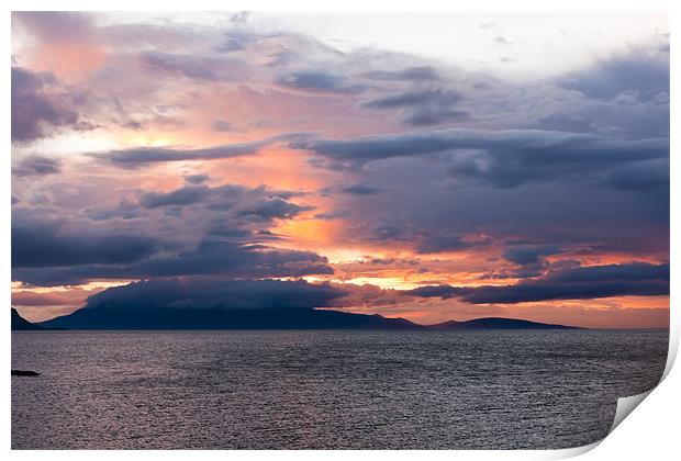 Sunset, Storm Clouds, Inner Hebrides, Isle of Rum Print by Hugh McKean