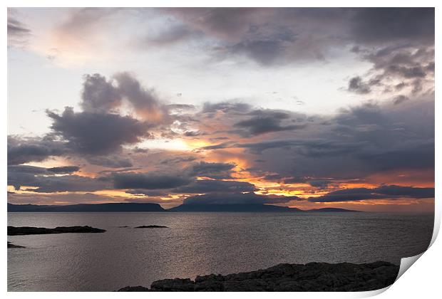 Sunset, Storm Clouds, Inner Hebrides, Rum, Eigg Print by Hugh McKean