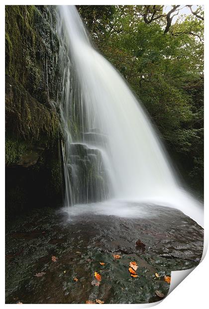 Sgwd Clun Gwyn - Waterfall of the White Meadow Print by David (Dai) Meacham