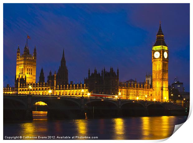 Big Ben and Westminster Bridge Print by Catherine Fowler