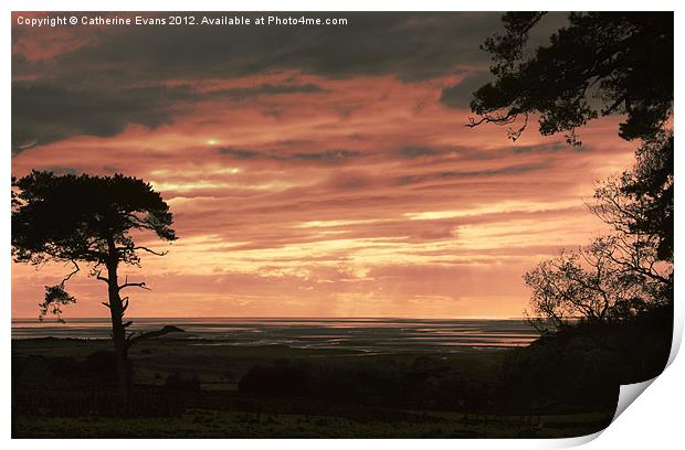 Sunset across Morecambe Bay Print by Catherine Fowler