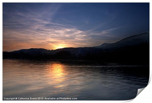 Sunset on Coniston Water Print by Catherine Fowler