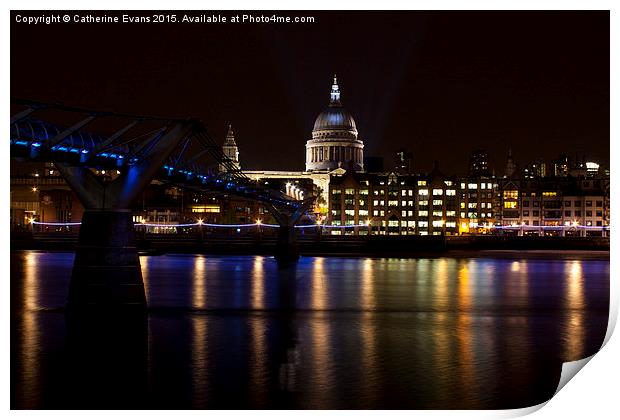  St Paul's Cathedral at Night Print by Catherine Fowler