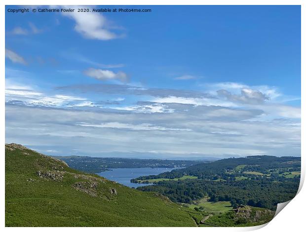 Windermere from Loughrigg Print by Catherine Fowler