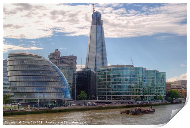 London Assembly and Shard Print by Chris Day