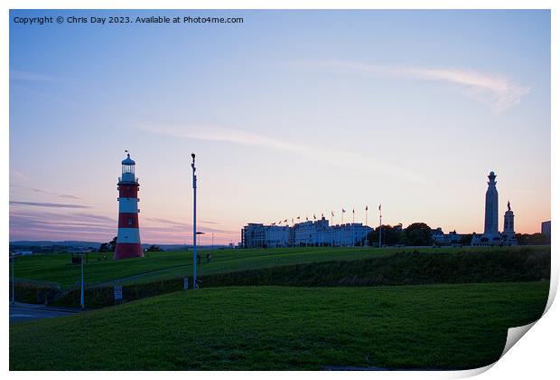 Sunset Over the Hoe Print by Chris Day
