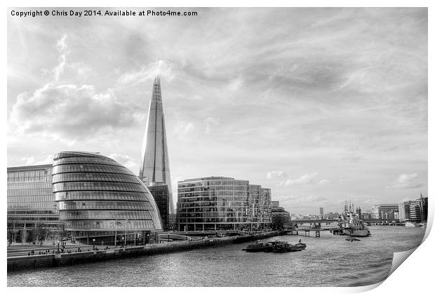 The Shard and London Skyline Print by Chris Day