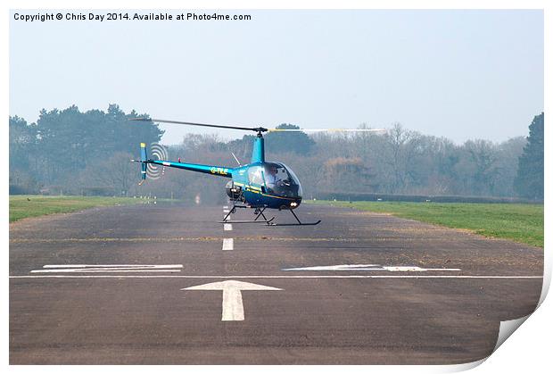 R22 Beta Helicopter Print by Chris Day