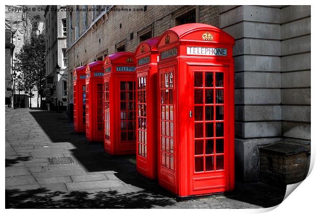 Telephone Boxes Print by Chris Day