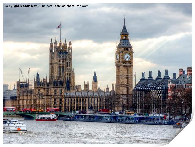  Houses of Parliament Print by Chris Day