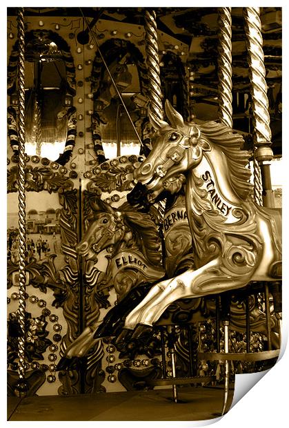 Carousel in sepia Print by Chris Day
