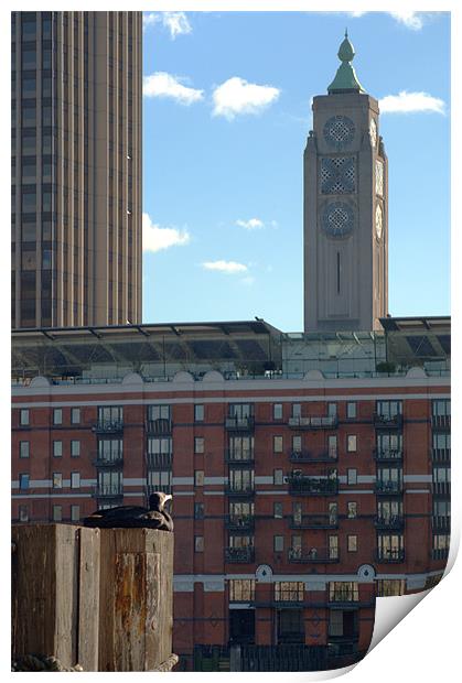 Oxo Tower and admirer Print by Chris Day