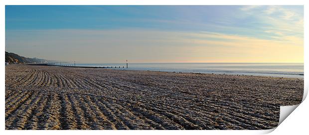 A Panorama of a frosty Bournemouth Beach Print by Chris Day