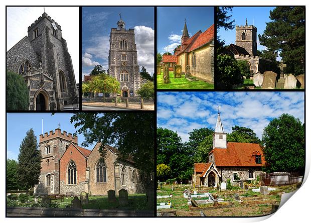 Churches of Hillingdon Print by Chris Day