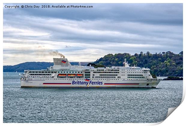 Brittany Ferries Pont Avon Print by Chris Day