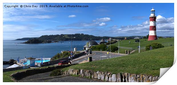 Plymouth Hoe Panorama Print by Chris Day