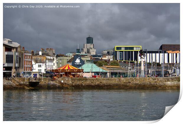 The Barbican and Plymouth Beyond Print by Chris Day