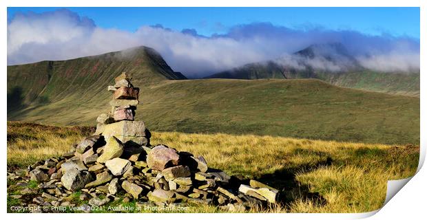 Brecon Beacons Peaks as Clouds Drift By. Print by Philip Veale