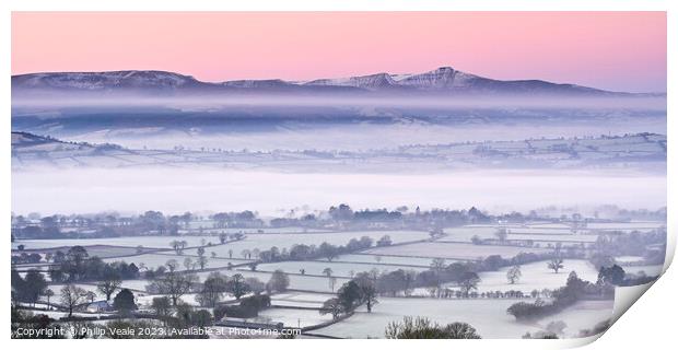 Bannau Brycheiniog Winter Dawn. Print by Philip Veale