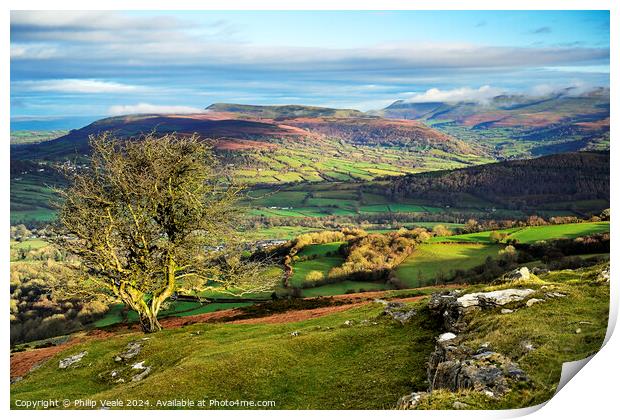 Black Mountains at dawn from the Moors. Print by Philip Veale
