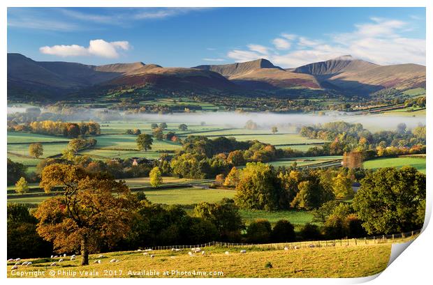 Brecon Beacons Autumn Dawn Print by Philip Veale