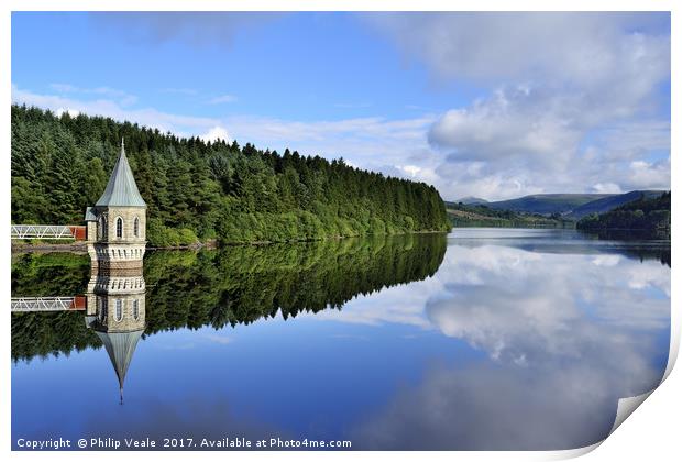 Pontsticill Valve Tower Summer Reflection. Print by Philip Veale