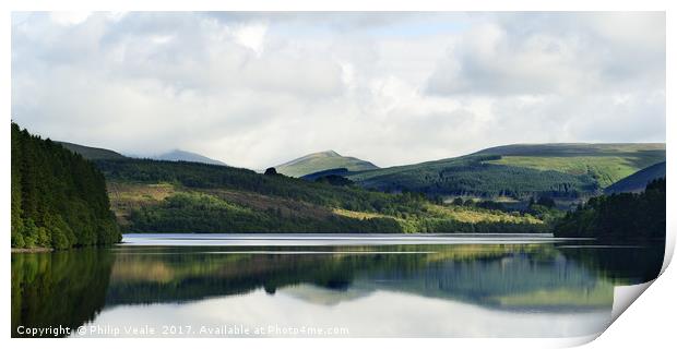 Cribyn Reflection in Pontsticill Reservoir. Print by Philip Veale