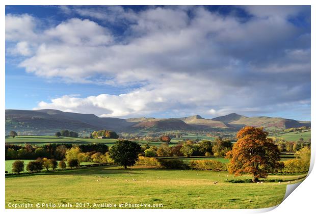 Brecon Beacons in Autumn under a Big Sky. Print by Philip Veale