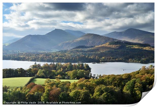 Derwent Water and Grisdale Pike Autumn. Print by Philip Veale