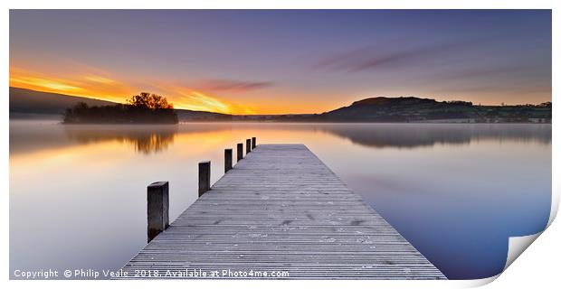 Frost-Kissed Dawn at Llangorse Lake Panoramic. Print by Philip Veale