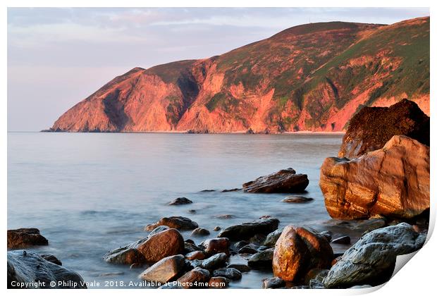 Lynmouth Sunset Over Countisbury Hill. Print by Philip Veale