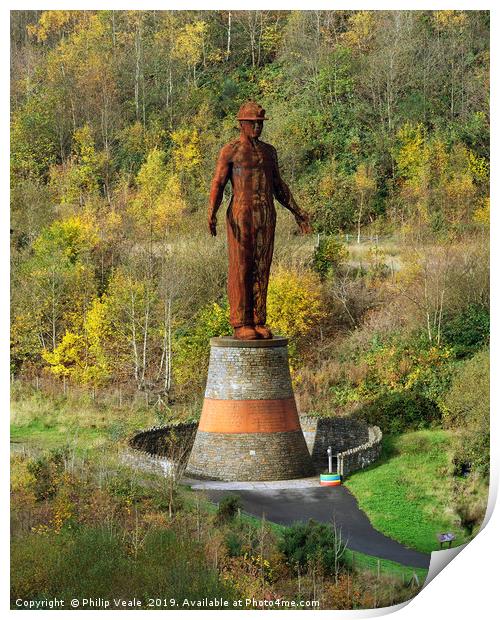 Guardian Statue at Six Bells in Autumn Colours. Print by Philip Veale