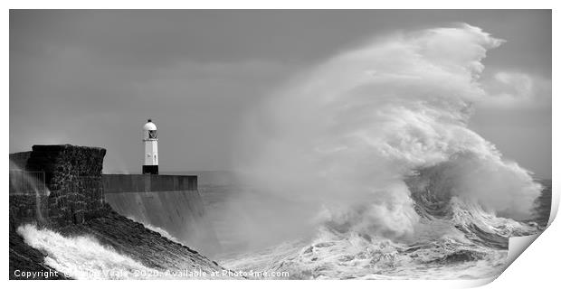 Porthcawl Lighthouse Amidst Winter Fury. Print by Philip Veale