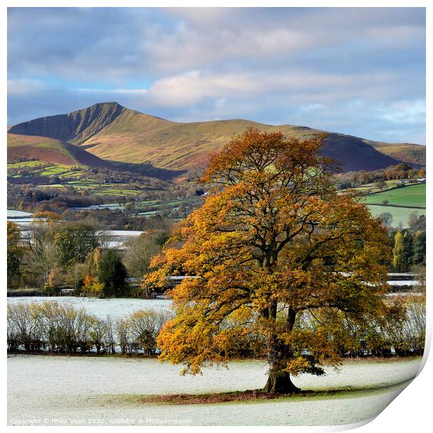 Brecon Beacons on a Frosty Autumn Morning. Print by Philip Veale