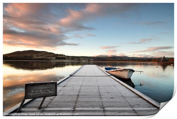 Gentle Dawn Over Llangorse Lake Print by Philip Veale