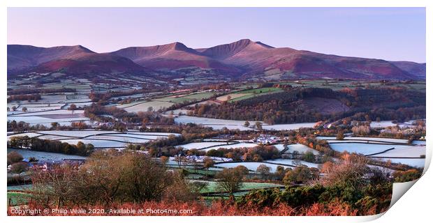 Brecon Beacons awake on a frosty morning. Print by Philip Veale